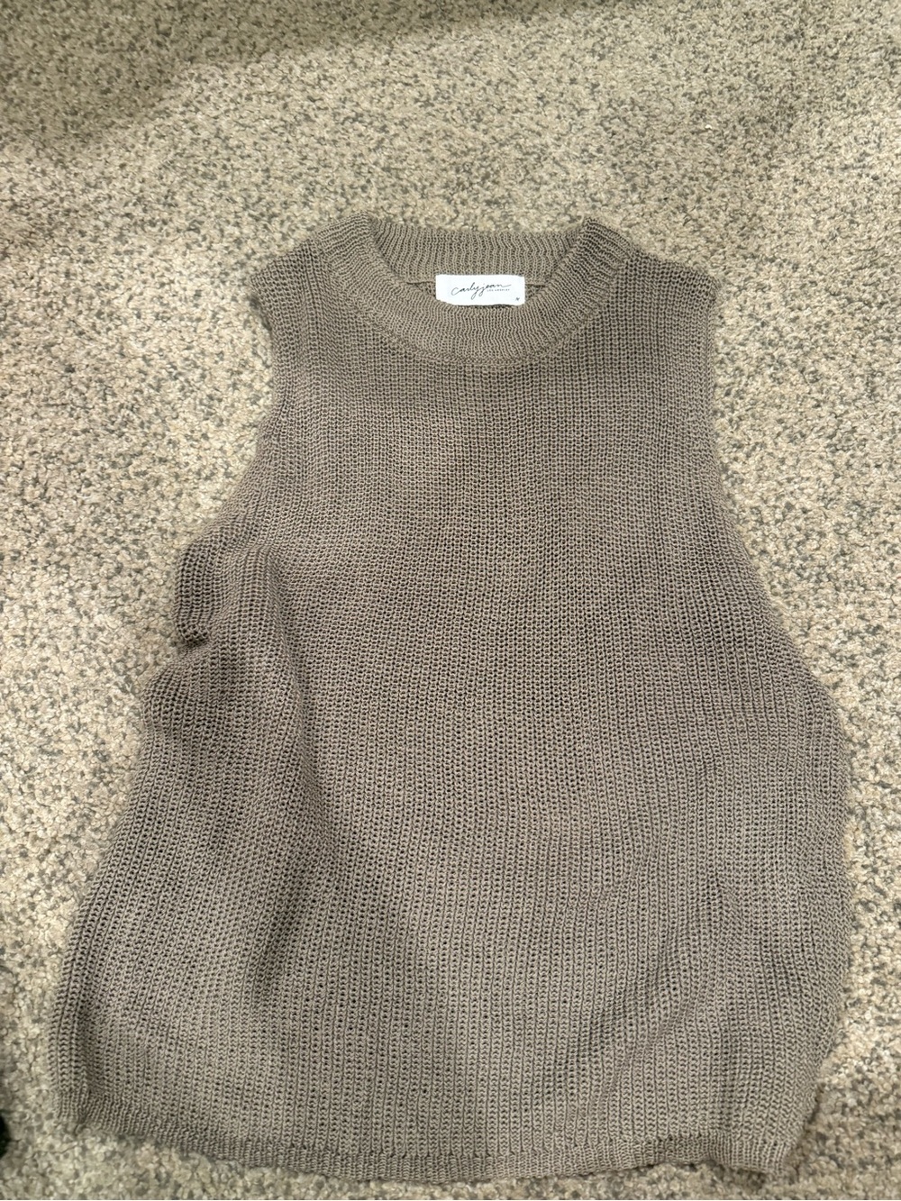 Carly Jean Los Angeles Knit Sleeveless Crewneck Sweater - Taupe